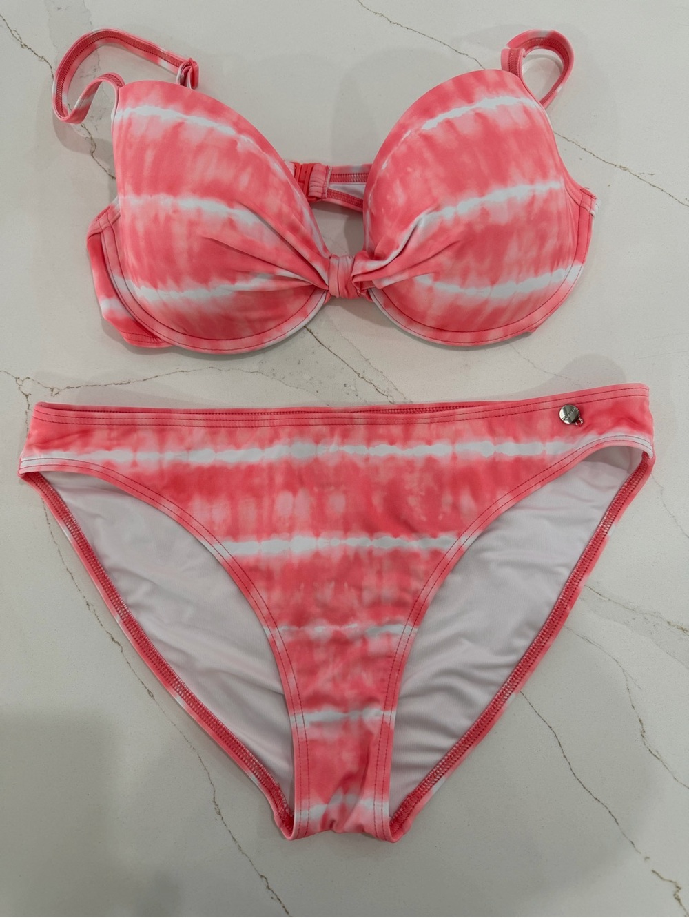 Tie-Dye Pink Bikini Set - Push-Up Top & Classic Bottom